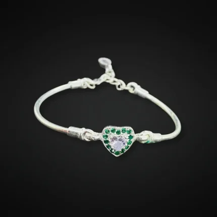 Sterling 92.5 Silver Heart Charm Baby Bracelet