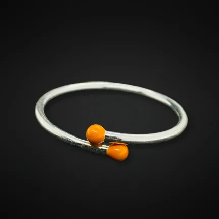 92.5 Sterling Silver Baby Kada with Enamel Beads