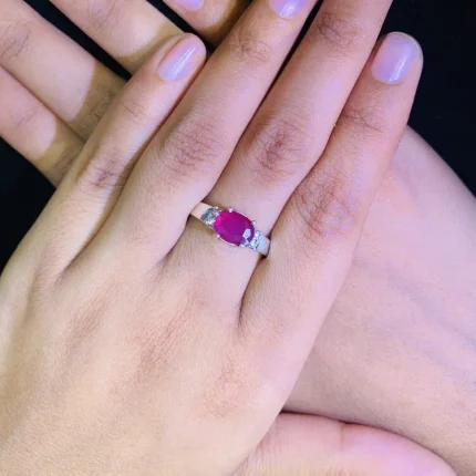 Radiant Silver Ruby Elegance Ring