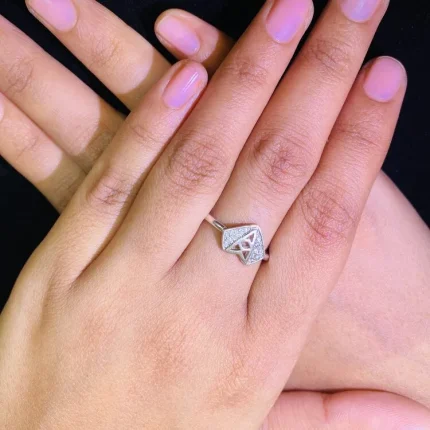 Minimalist Diamond Outline 92.5 Silver Ring