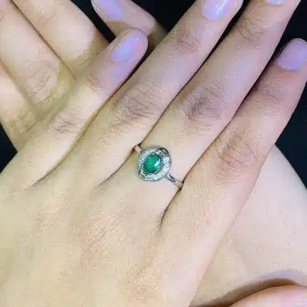 Silver Green Zini 92.5 Silver Ring