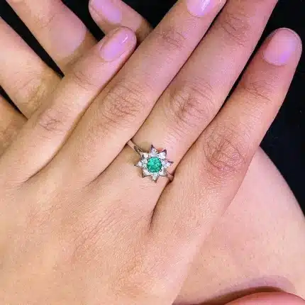Silver Green Cubic Zircon 92.5 Silver Ring