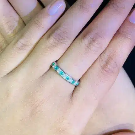 Silver Green Cubic Zircon Band 92.5 Silver Ring