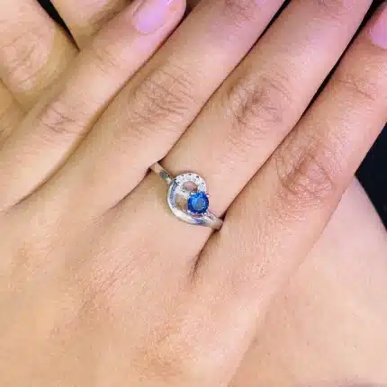 Silver Blue Zircon Tear Ring