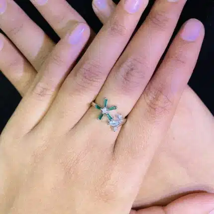 Silver Emerald Bloom 92.5 Silver Ring